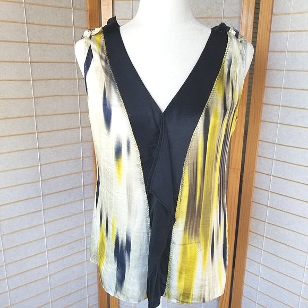 Stylish Women's Sleeveless Top - Black, Yellow, White
